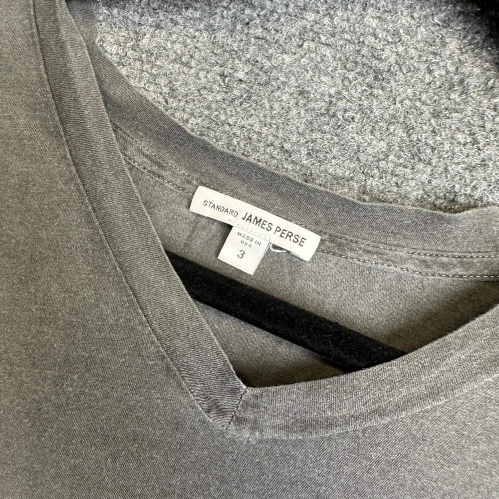 James Perse Standard V-Neck T-Shirt Mens 3 Gray Short Sleeve Cotton Basic Tee